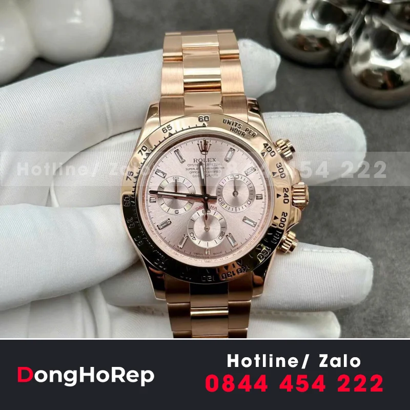 Đồng Hồ Rolex Daytona 116505 Chế Tác Vàng Đúc 18k Mặt Số Sundust 40mm