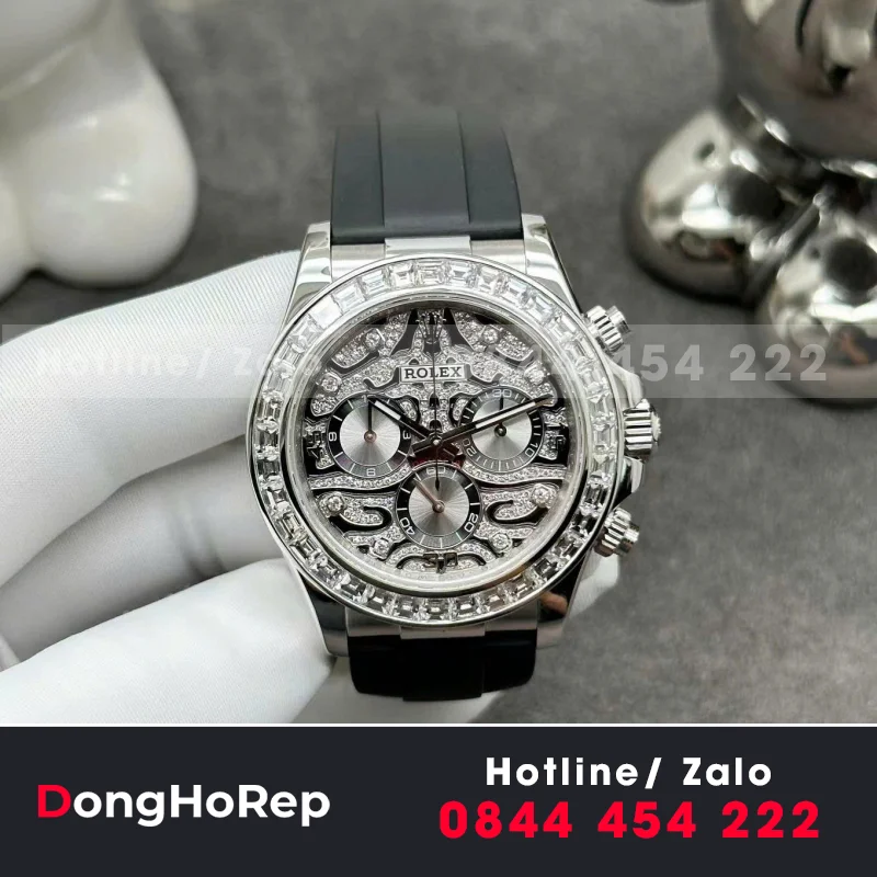 Đồng Hồ Rolex Daytona 116589TBR Eye Of Tiger Chế Tác Vàng Trắng 18k Kim Cương Thiên Nhiên