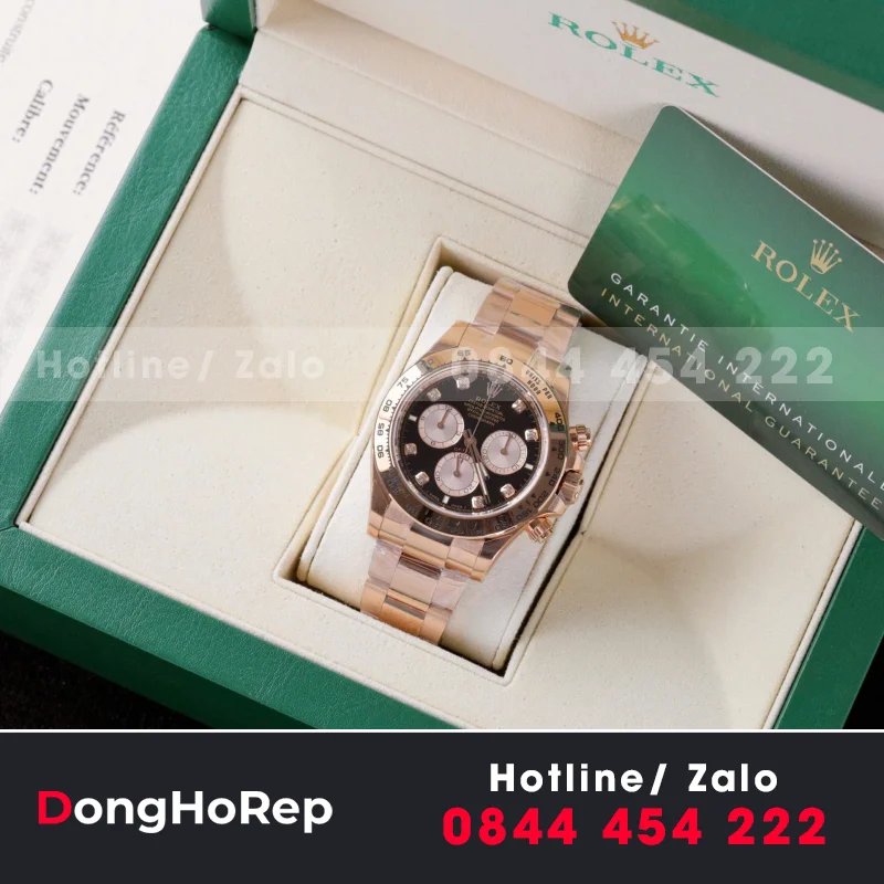 Đồng Hồ Rolex Daytona 126505 Replica 11 Mạ Vàng Hồng Mặt Đen 40mm