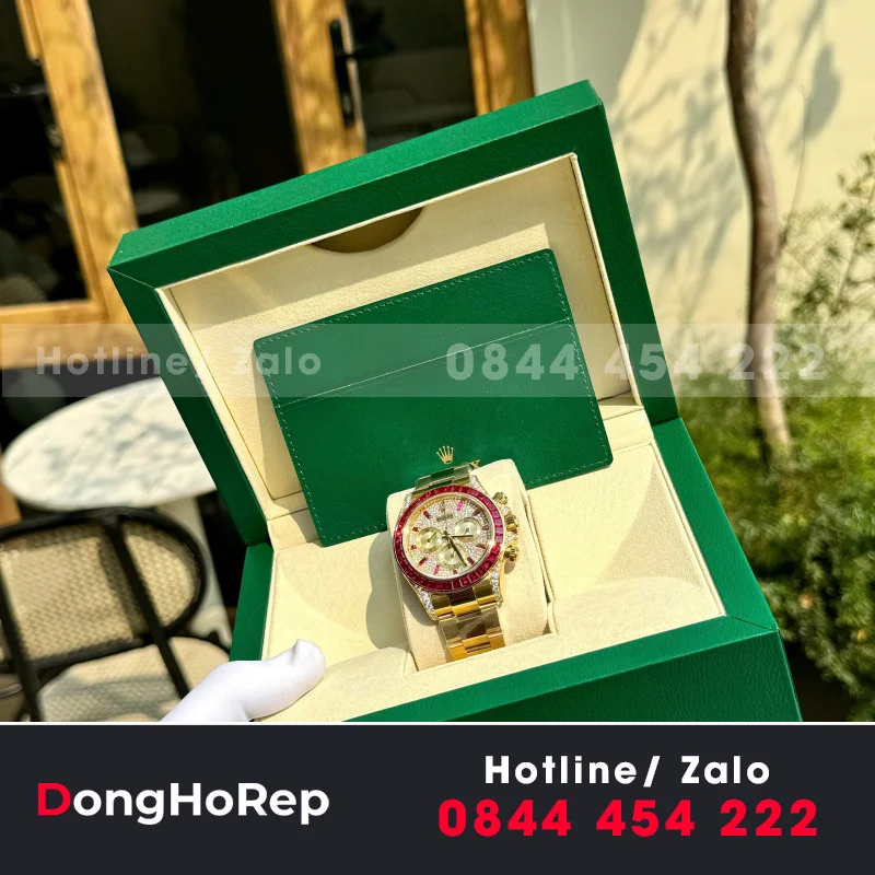 Đồng Hồ Rolex Daytona 126598TRU Chế Tác Bọc Vàng Thật + Ruby + Kim Cương Moissanite 40mm