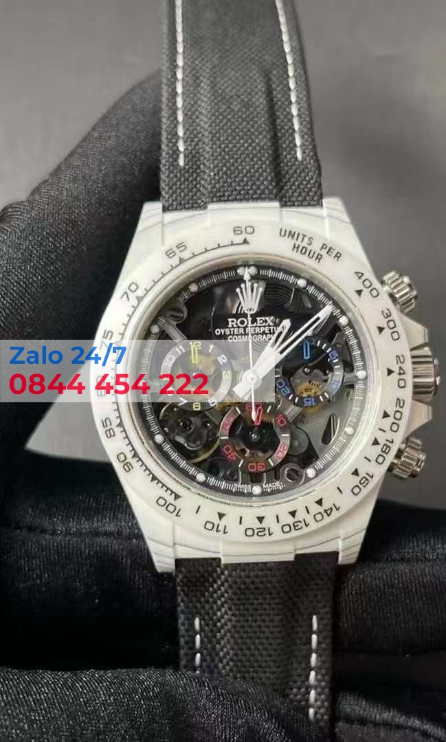 Đồng Hồ Rolex Daytona Cosmograph 40mm Carbon Độ Mặt Skeleton Siêu Cấp