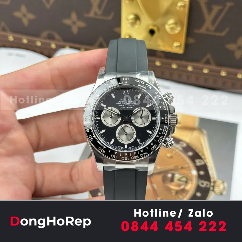 Đồng Hồ Rolex Nam Replica 11 Daytona 126519LN Mặt Đen Cọc Số Đính Đá Xưởng VS 40mm