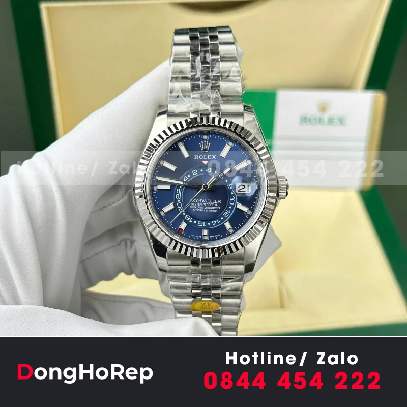 Đồng Hồ Rolex Rep 11 Sky Dweller 326934 Mặt Xanh Dây Jubilee 42mm