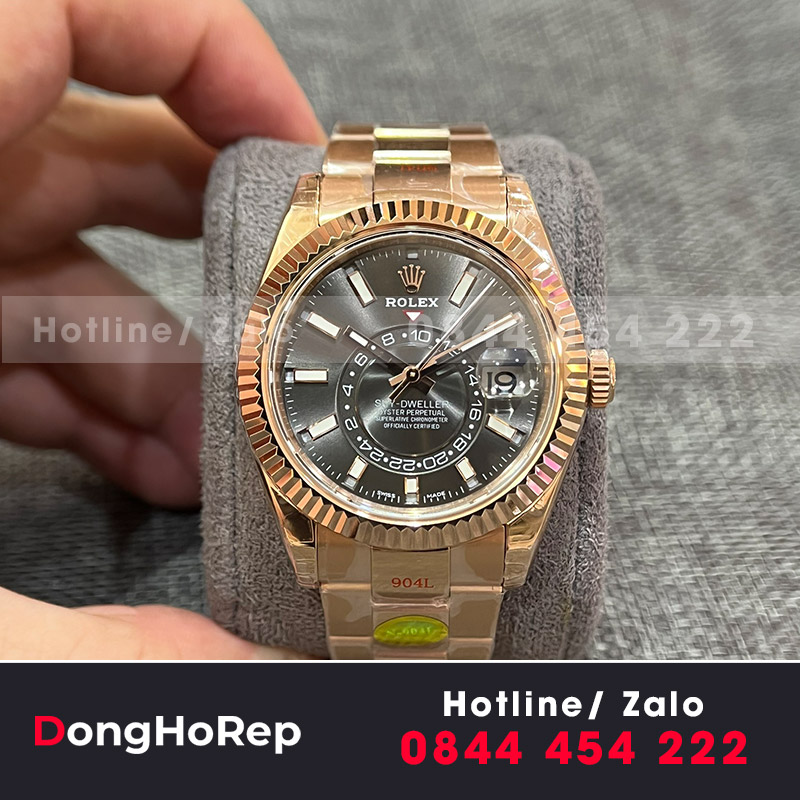 Đồng Hồ Rolex Sky-Dweller Rep 1 1 Rose Gold Noob Factory