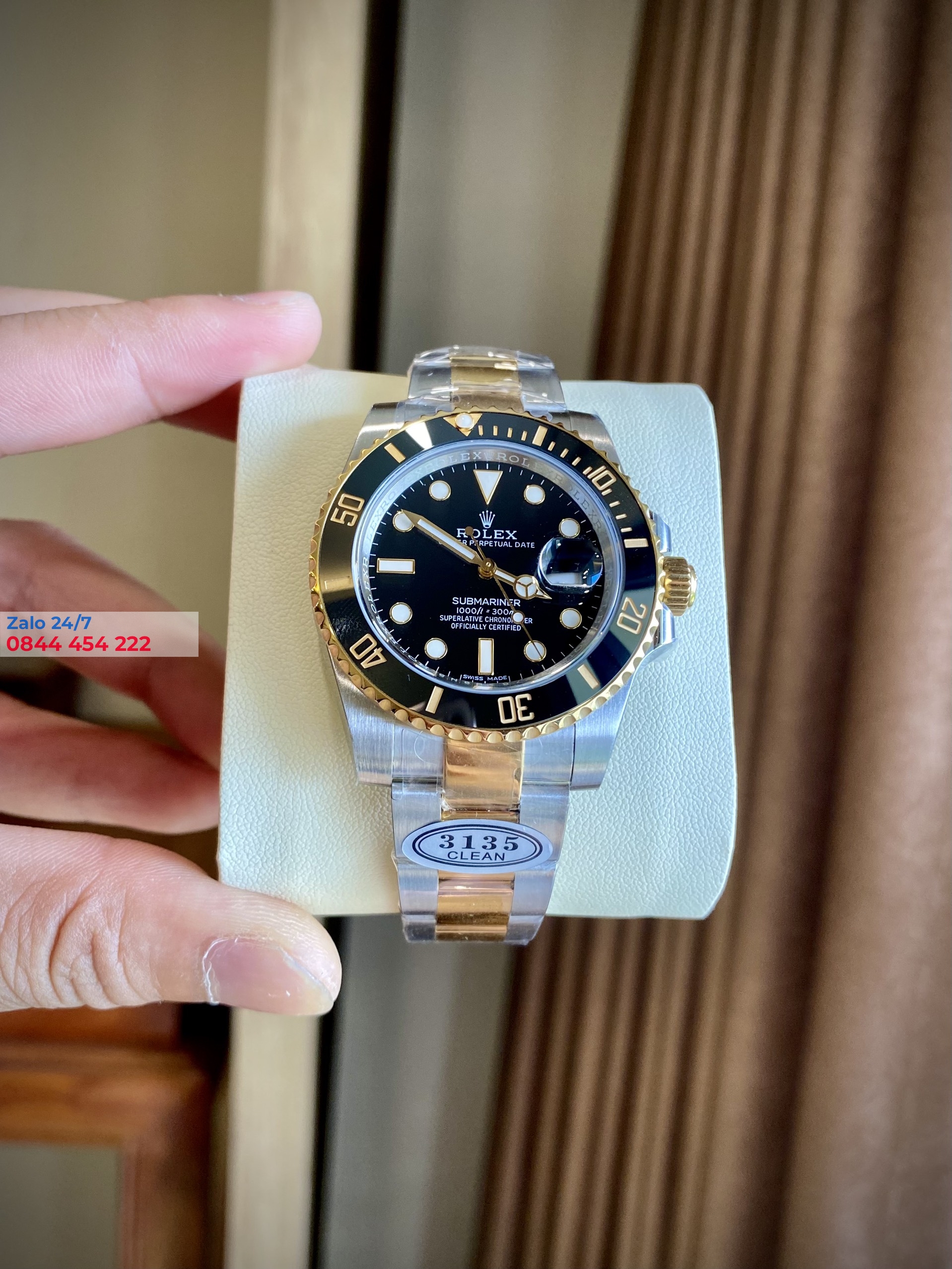 Đồng Hồ Rolex Submariner bọc vàng 126613LN Mặt Số Đen