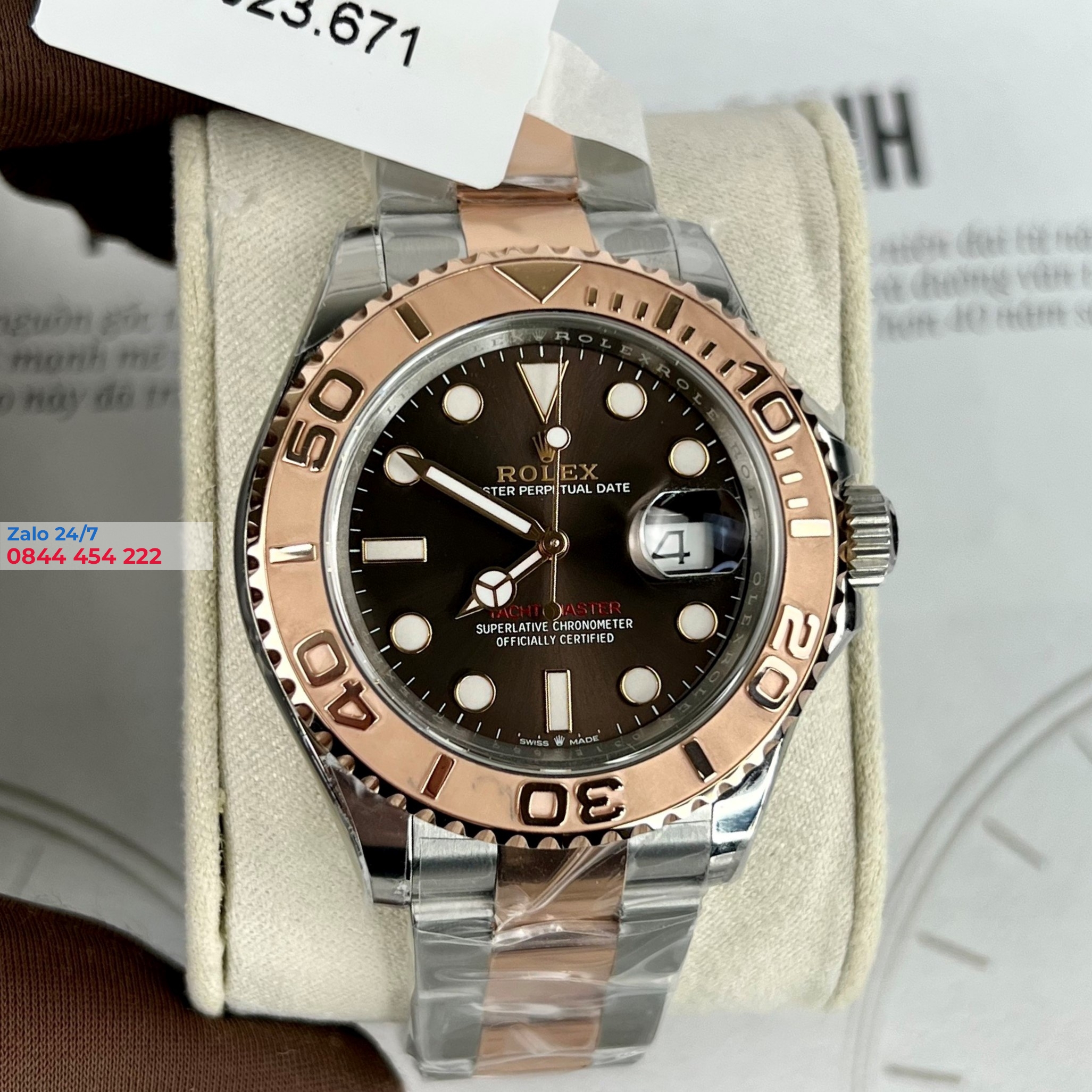 Đồng Hồ Rolex Yacht Master 268621 Mặt Số Chocolate Bọc Vàng 18K 