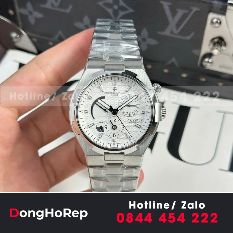 Đồng Hồ Vacheron Constantin Rep Cao Cấp Overseas Dual Time 47450 Màu Trắng 9F 42mm