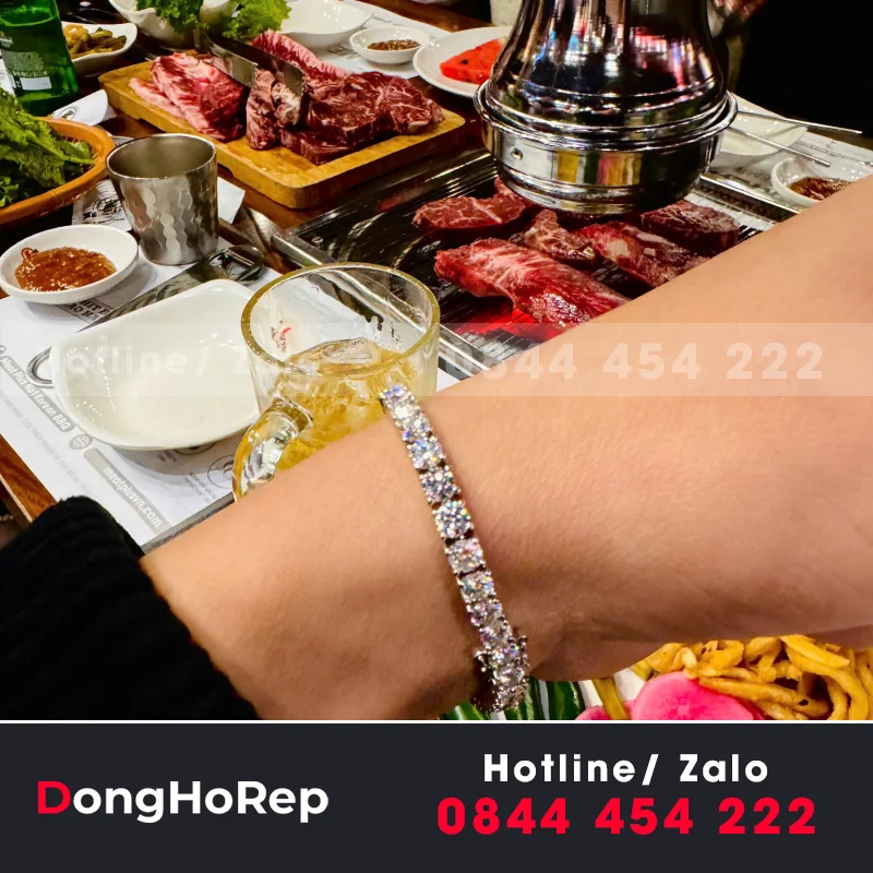 Lắc Tay Tenis Vàng Trắng Moissanite 4Ly