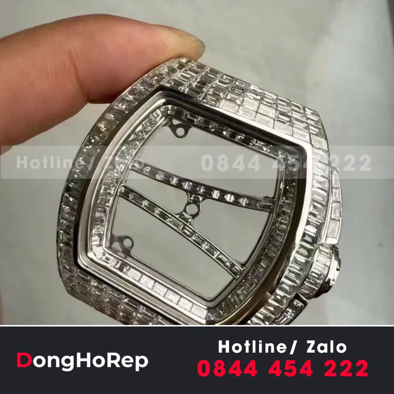 Mặt Đồng hồ Richard Mille Custom White Gold 18k Baguette Diamond