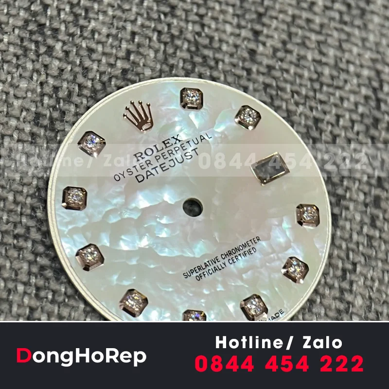 Mặt MOP Datejust chế tác 36mm , 41mm cọc số Moissanite vân mây hàng tuyển chọn VIP Mặt tuyển chọn hiệu ứng vân mây cuộn đều đẹp xuất sắc, sẵn 3 màu trắng , vàng gold, vàng hồng