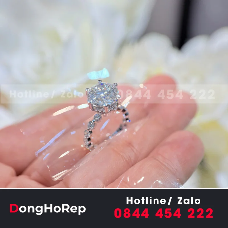 Nhẫn Au750+Diamond Lab+10mm Lab