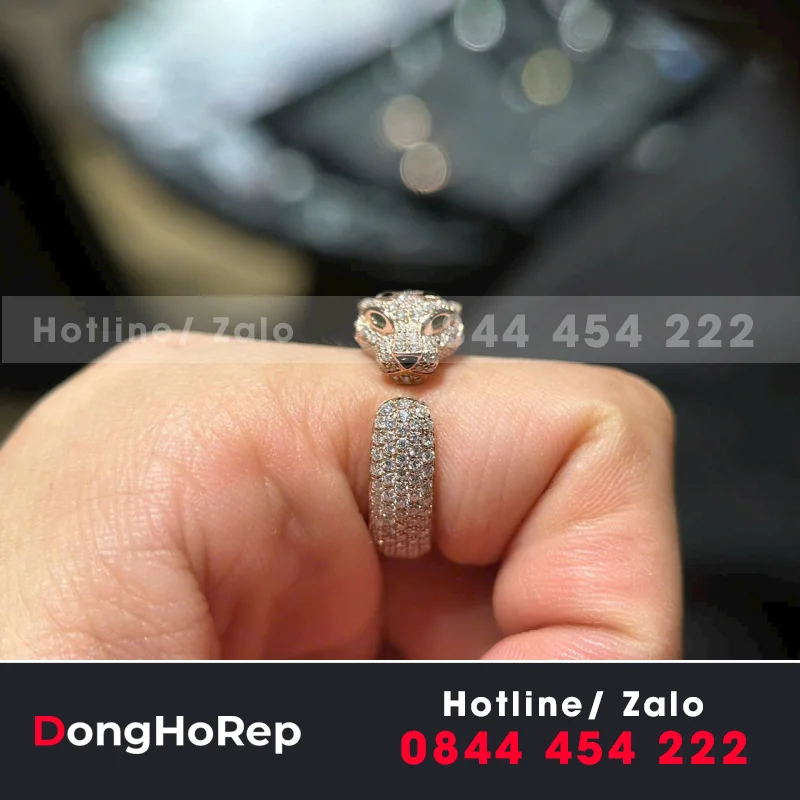 Nhẫn Báo Vàng Hồng Moissanite