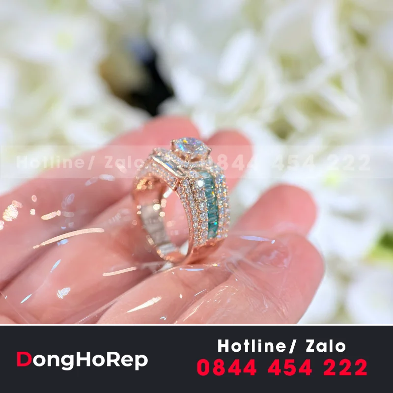 Nhẫn Nam Chế Tác Vàng Hồng 10K Moissanite