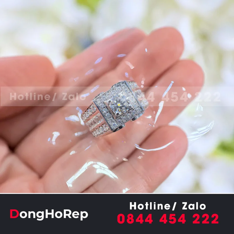 Nhẫn Nam Chế Tác Vàng Trắng 10K Moissanite
