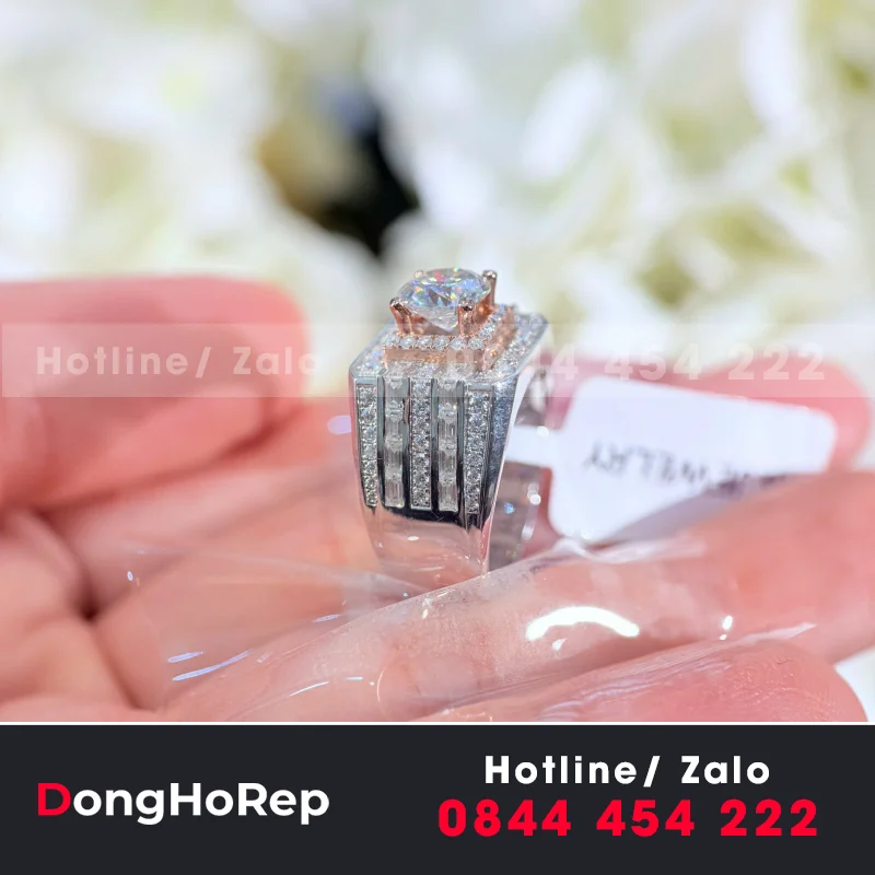 Nhẫn Nam Thiết Kế Vàng 10K Kim Moissanite