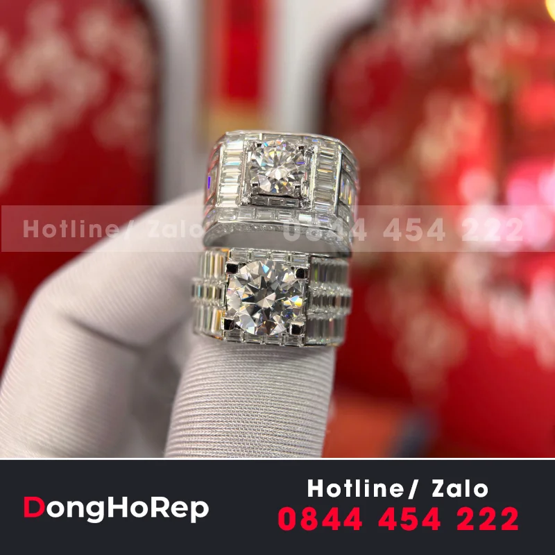 Nhẫn Nam Vàng 10K Mix Moissanite Baguette