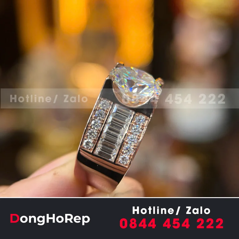 Nhẫn Nam Vàng Hồng 10K Moissanite Chủ 10Ly