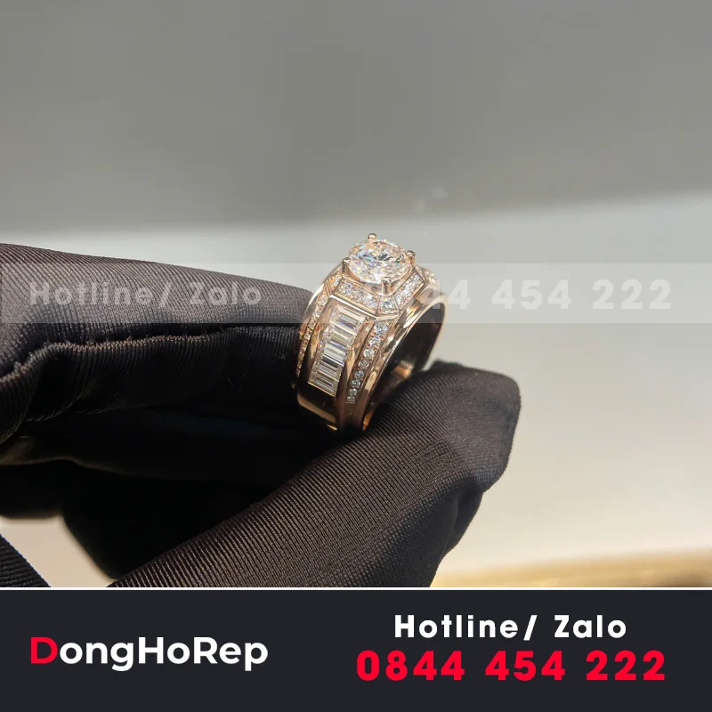 Nhẫn Nam Vàng Hồng Moissanite
