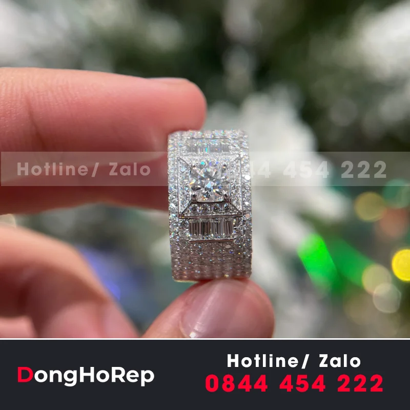 Nhẫn Nam Vàng Trắng 14K Moissanite