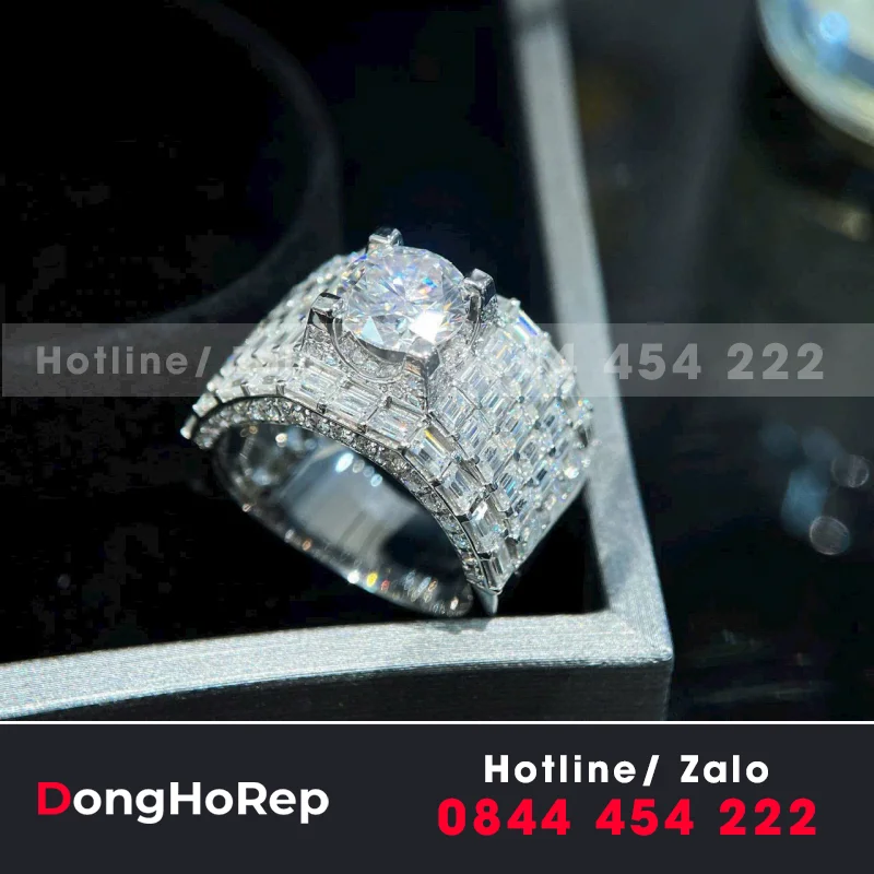 Nhẫn Nam Vàng Trắng Mix Baguette Moissanite
