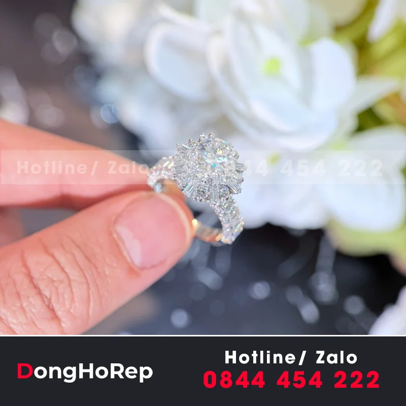 Nhẫn Nữ Thiết Kế Vàng 18K Diamond Lab Baguette+6.3 Monte Lab