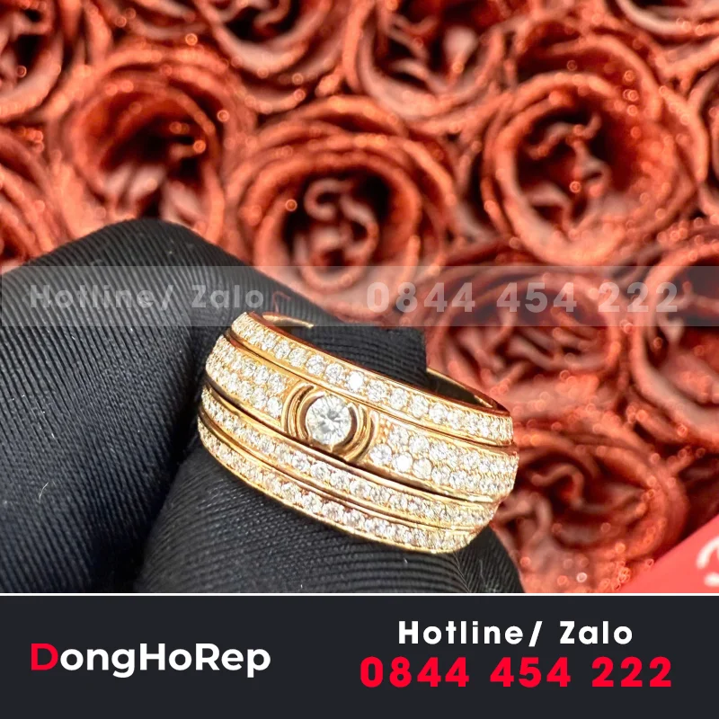 Nhẫn Xoay Piaget Vàng Hồng 18K Kim Cương Thiên Nhiên