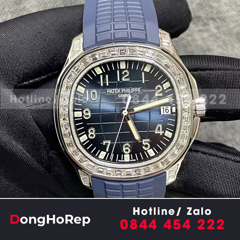 Patek philippe aquanaut 5168 blue dial baguette diamond 